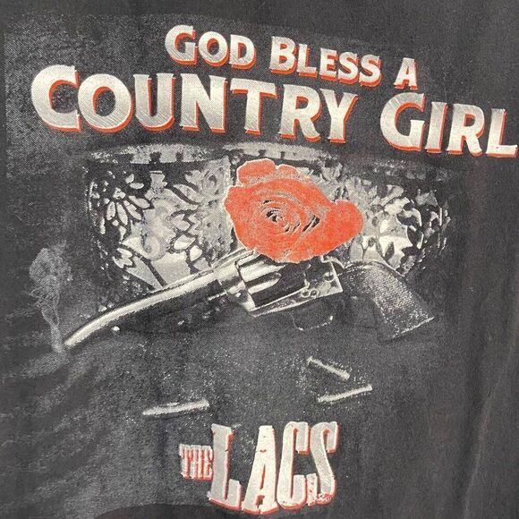God Bless A Country Girl The Lacs District Concert Tee Women's Medium Black Top - Picture 6 of 8
